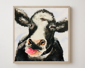 Cow Painting Original Art Animals Canvas Art Cow Art Animals Wall Decor 20 by 20 inches