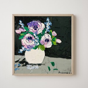 Peony Impasto Painting Original Art Floral Wall Art Flowers Small Oil Painting Impasto