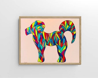 Dog Painting Original Art Animals Painting Puppy Artwork Dog Wall Art 16 by 24 inches by