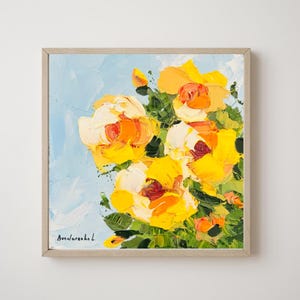 Rose Impasto Painting Flower Original Art Bouquet Floral Oil Painting Flower Small Work 6 by 6