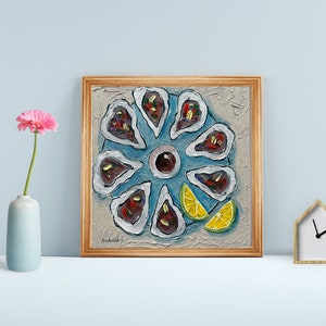 Oyster Painting Seafood Art Still Life Kitchen Wall Art Oyster Art Food Painting Original Small Oil Painting image 7