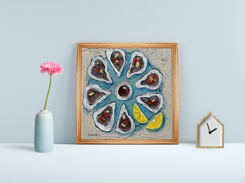 Oyster Painting Seafood Art Still Life Kitchen Wall Art Oyster Art Food Painting Original Small Oil Painting image 7