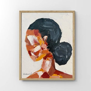 African American Woman Painting Impasto Original Art Black Woman Painting Oil Art Black Woman 6 by 8 Inch