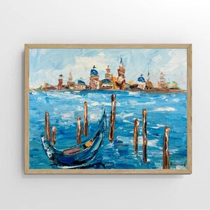Venezia Dipinto Opera d&#39;arte originale Arte del paesaggio urbano Pittura di gondola Canal Grande Originale Impasto Olio Opera d&#39;arte 6 x 8 pollici