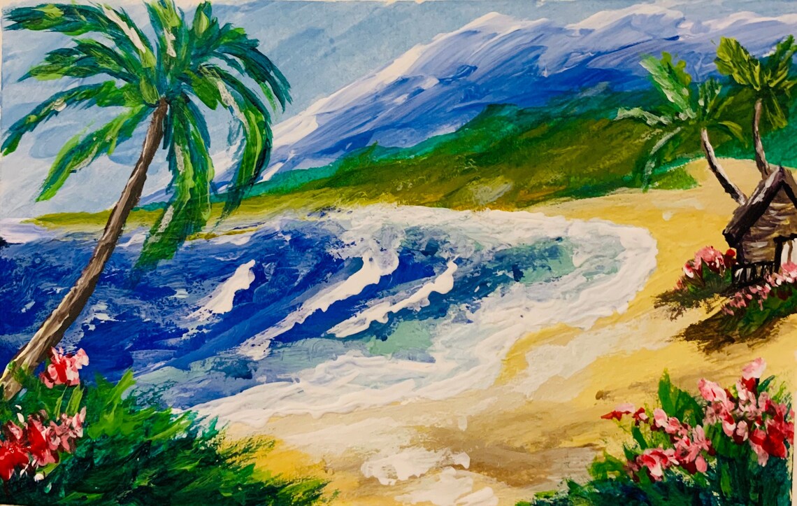 Hawaii Malerei Original Kunst Hawaii Leinwand Kunst Palme | Etsy