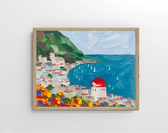 Positano Painting Italy Original Art Positano Italy Oil Painting Italy Impasto Artwork Positano Wall Art