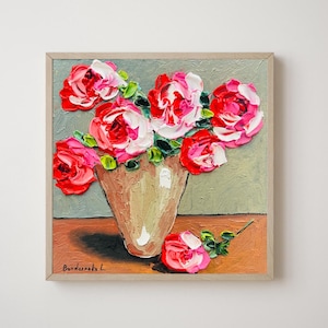 Peony Painting Flowers Painting Original Art Flower Wall Art Flowers Small Oil Painting