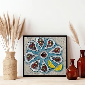 Oyster Painting Seafood Art Still Life Kitchen Wall Art Oyster Art Food Painting Original Small Oil Painting image 2