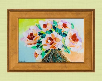 Roses Painting Original Painting Flowers Impasto Roses Oil Painting Floral Artwork 6 x 10 inches