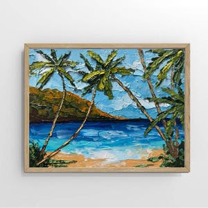 Painting Hawaii Original Art Coastal Art Ocean Art Palm Trees Painting Wall Decor Mountain Painting
