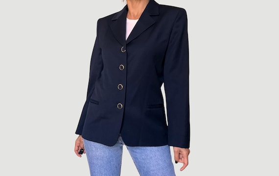 Steinbock, Vintage Steinbock Tyrol Blazer: Austrian Blue Crop Jacket, Size M