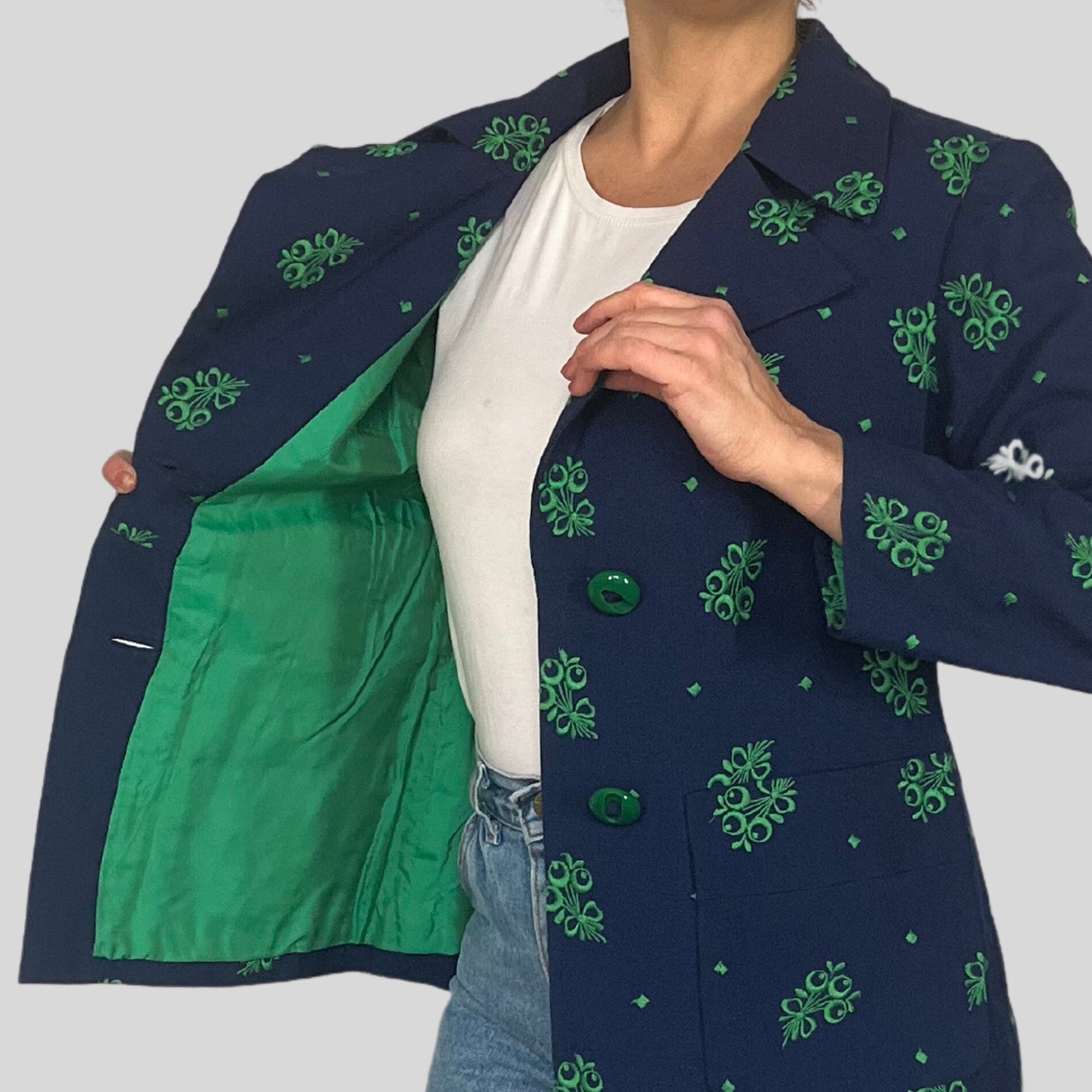 70's Blue and Green Striped Blazer by Junior House main image 0