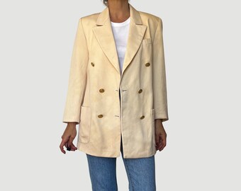 Vintage Wool Blazer Jacket: Oversized Double Breasted, Size S, 1990s