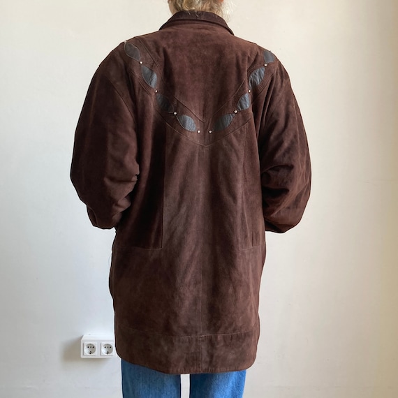 Vintage woman Brown Suede jacket - Oversize Avant… - image 7