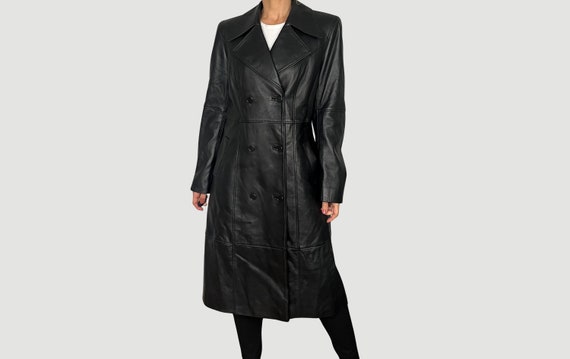 Vintage Woman Black Long Leather Trench Coat Avant Garde Leather Jacket Overcoat Unique Double Breasted Leather Coat Size 38/M 1990s - Etsy Vintage Woman Black Long Leather Trench Coat Avant Garde Leather Jacket Overcoat Unique Double Breasted Leather Coat Size 38/M 1990s - Etsy
