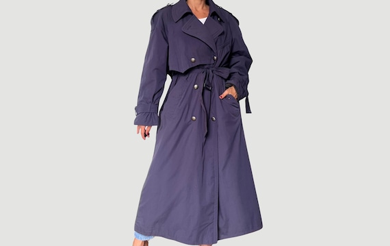 Vintage 90s Purple Trench Coat: Wool Blend, Size L - Etsy