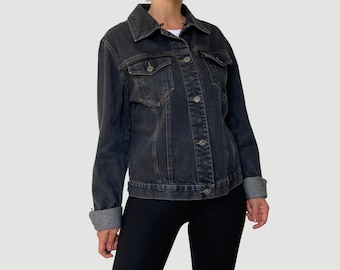 Chaqueta vaquera negra oversize de los años 90 - Fabricada en España