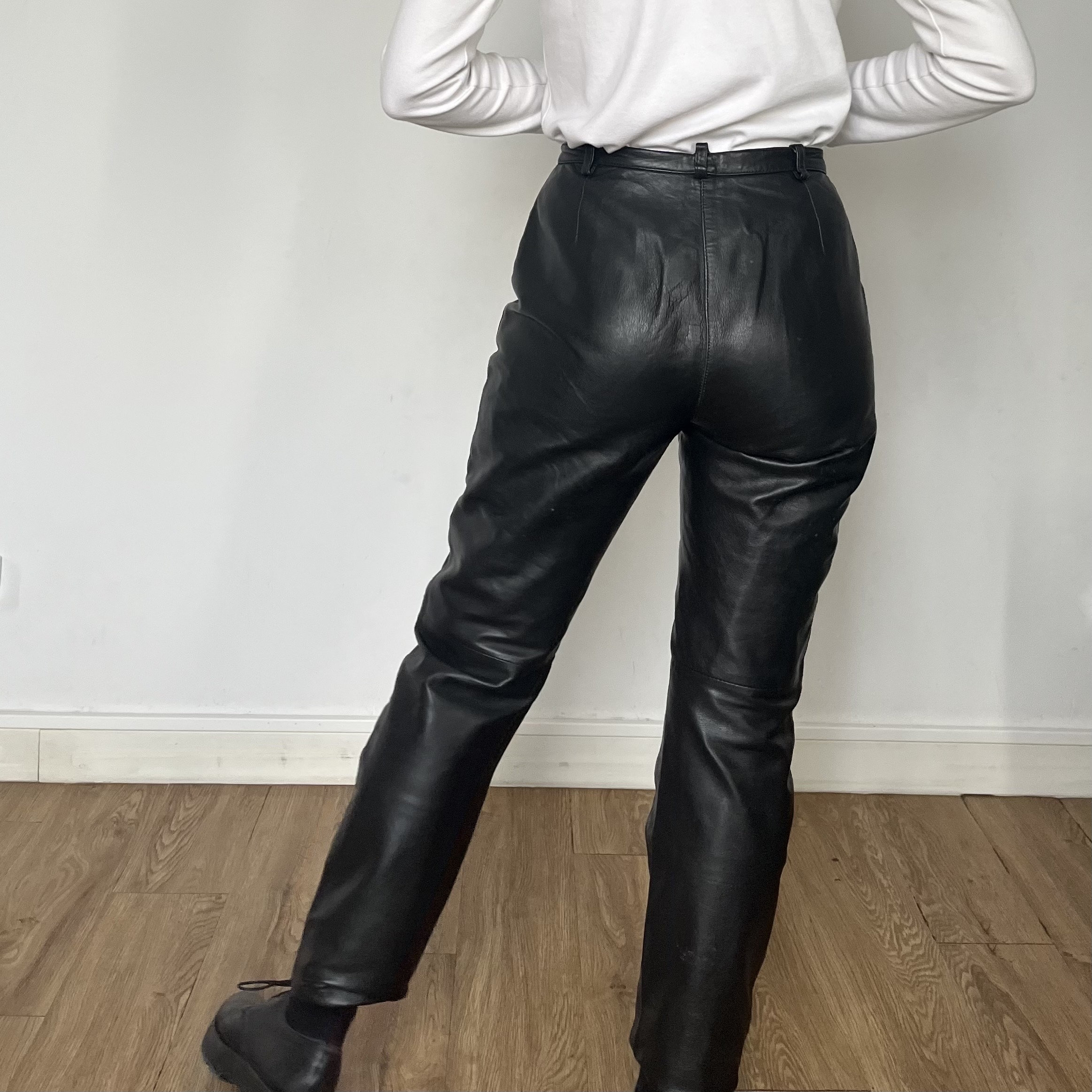 Vintage Woman Black Leather Trousers Genuine Leather Rocker Biker Pants High Waist Leather Pants Size 36/ S 1990s - Etsy Vintage Woman Black Leather Trousers Genuine Leather Rocker Biker Pants High Waist Leather Pants Size 36/ S 1990s - Etsy