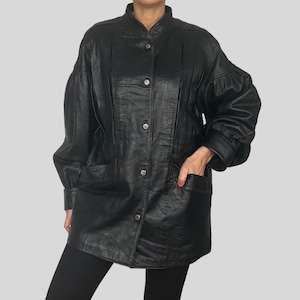 Vintage Leather Puffy Sleeve Jacket - Etsy