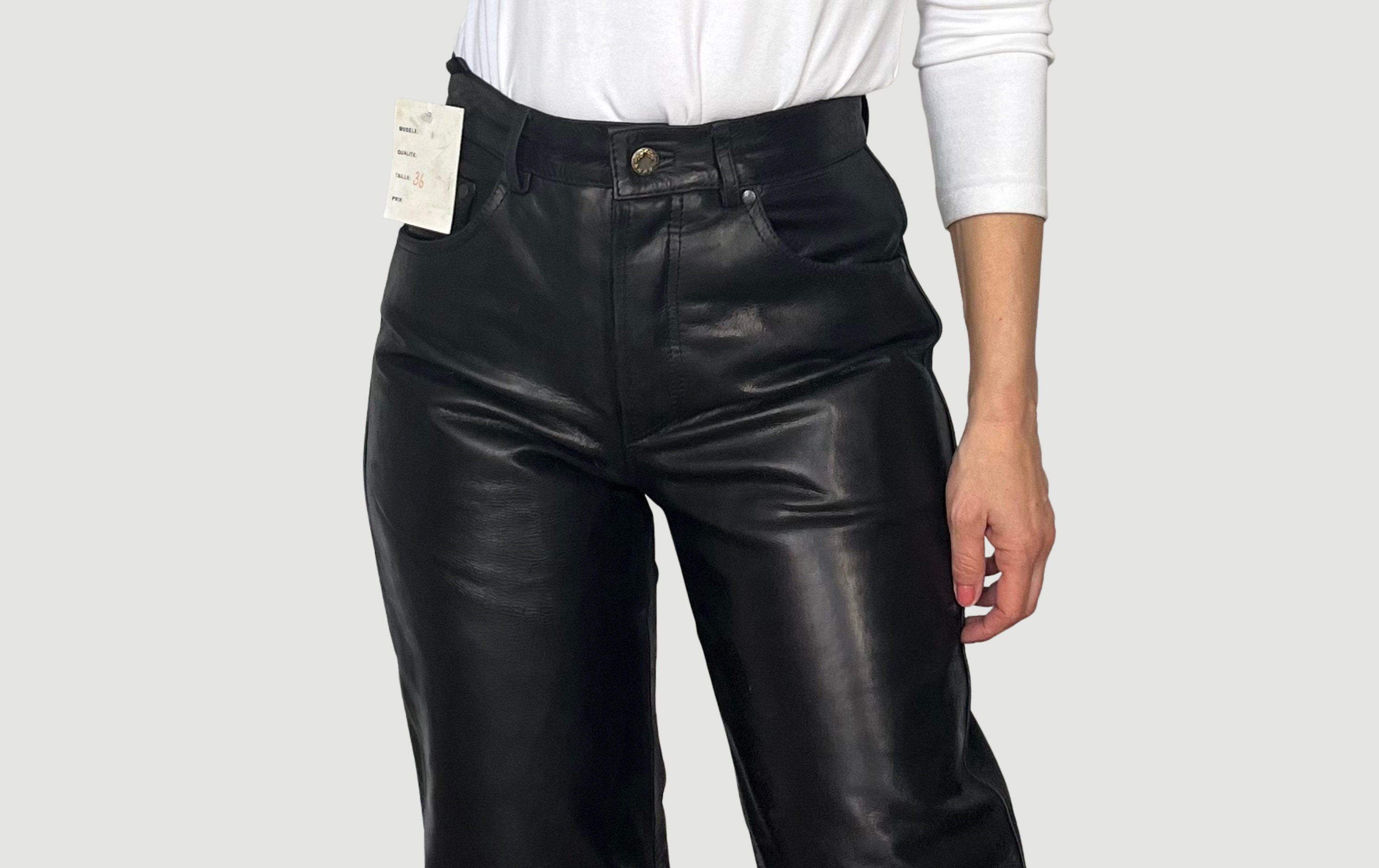 Womens Leather Motorcycle Pants / 80s 90s Vintage Motorcycle Gear / Black Leather  Trousers 