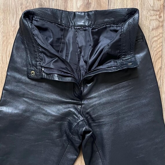 Vintage Woman Black Leather Trousers - Genuine Leather