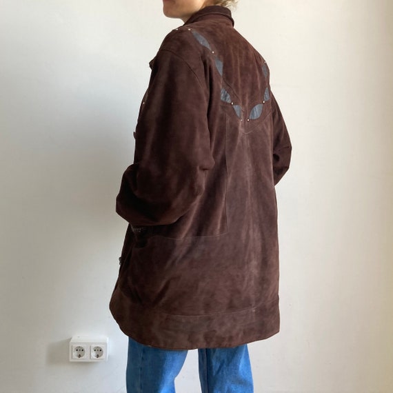 Vintage woman Brown Suede jacket - Oversize Avant… - image 9