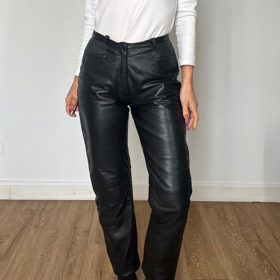 Vintage Woman Black Leather Trousers - Genuine Leather Vintage Woman Black Leather Trousers - Genuine Leather