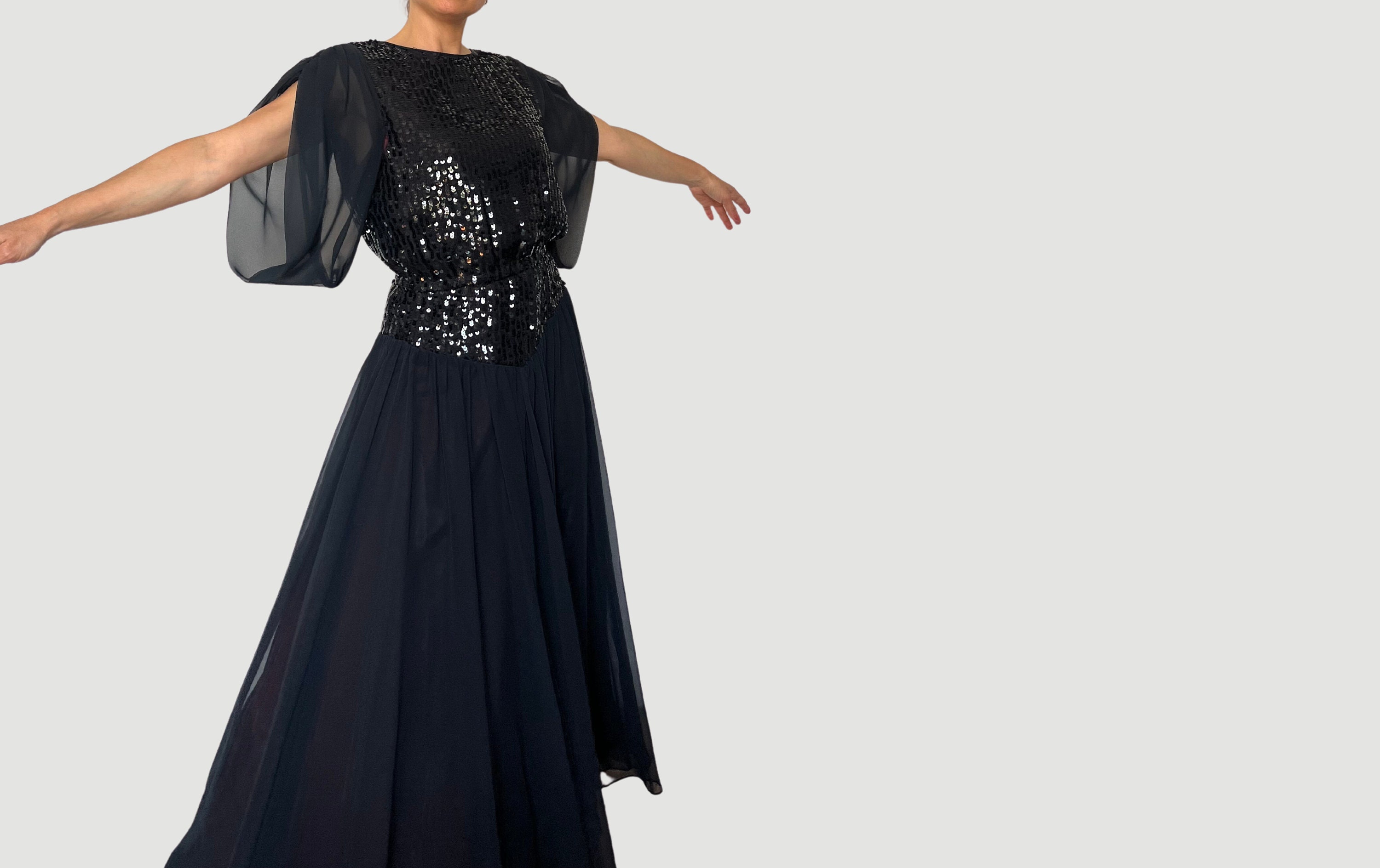 frank usher sequin dress Exceptional Vintage Frank Usher Crystals and Sequins Rainbow Gown at 1stDibs