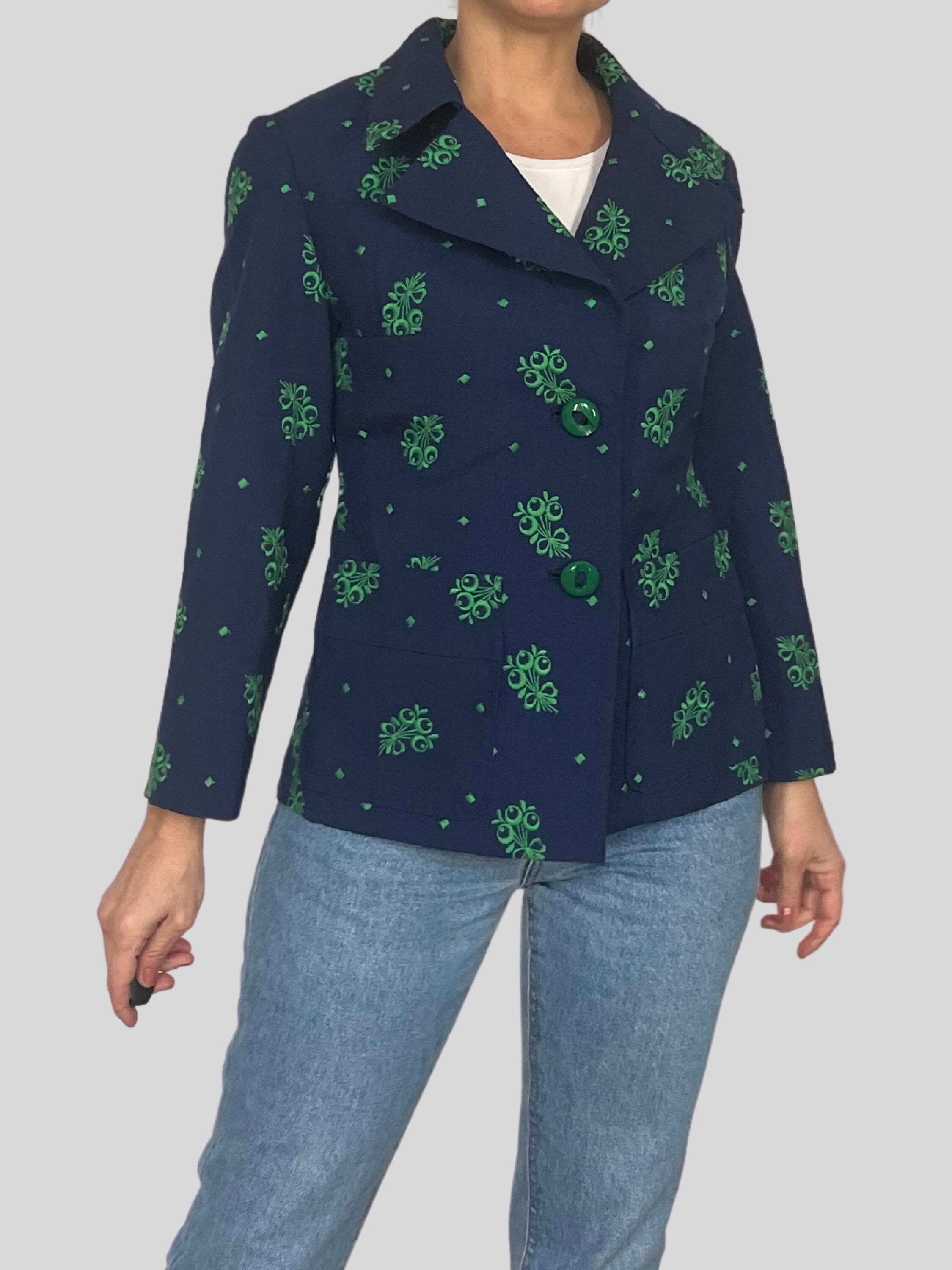 70's Blue and Green Striped Blazer by Junior House main image 1