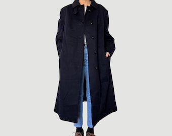 Vintage 90s Austrian Wool Long Coat With Hood - Oversized Loden