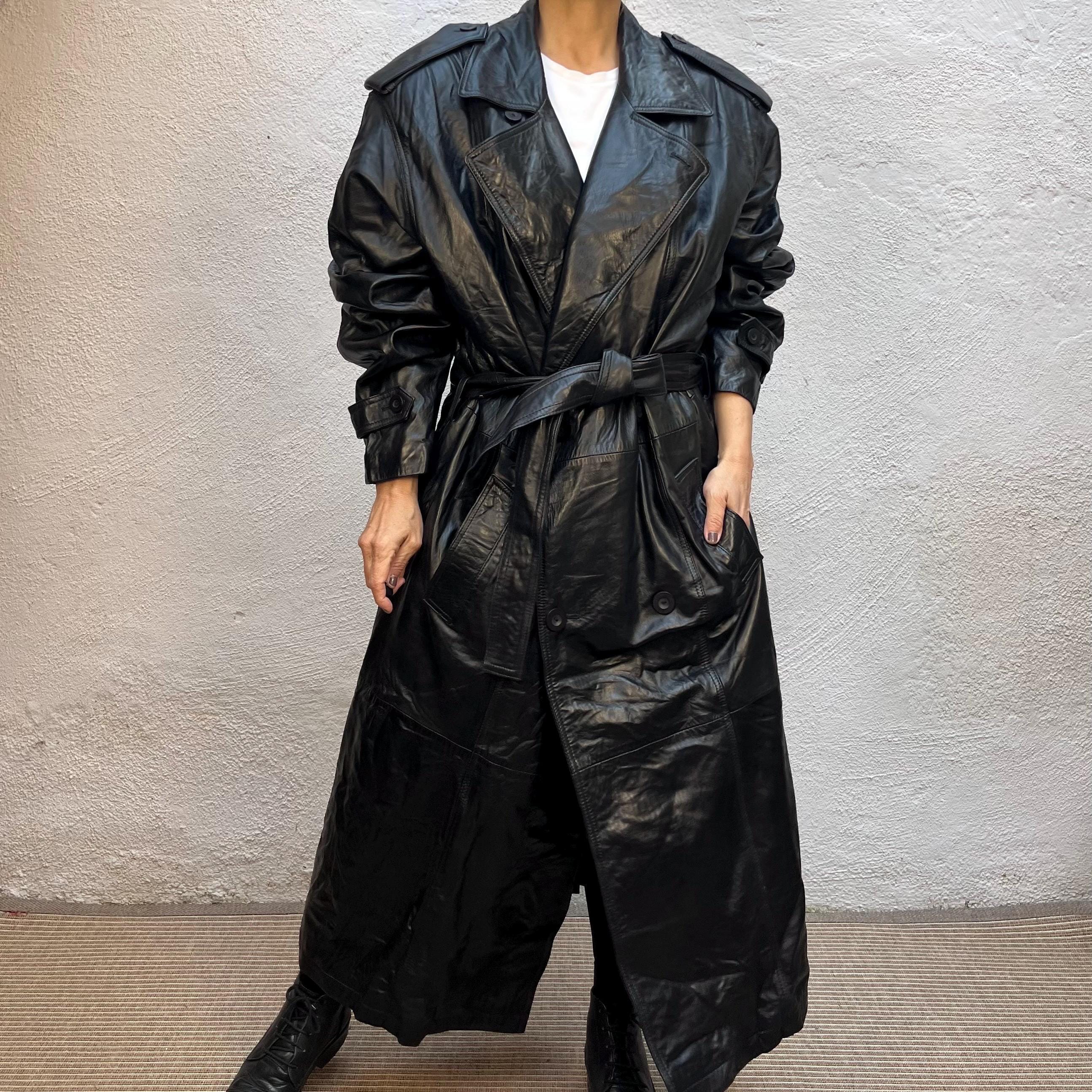 Vintage 90s Heavy Black Leather Trench Coat – Avant Garde Style
