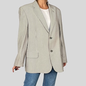 Blazer vintage de algodón Macson: chaqueta de rayas extragrande