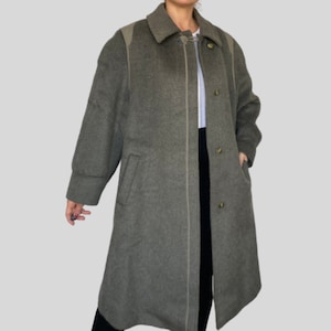 Vintage Mohair Llama Wool Overcoat: Gray Maxi Coat, Size L, 1980s
