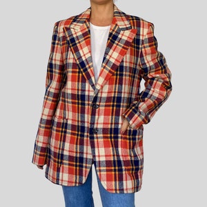 Vintage 90s Plaid Blazer: Oversized Preppy Jacket