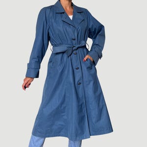 Vintage Woman Blue Long Trench Coat by London Fog - Removable lining trench coat - Blue trench coat - Made in USA trench - Size S/M - 1990