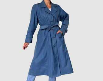 Vintage London Fog Trench Coat: Removable Lining, Blue, Size S/M, Made in USA
