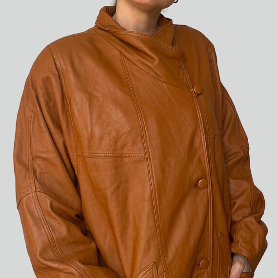 Vintage Woman light Brown leather jacket blazer -… - image 8