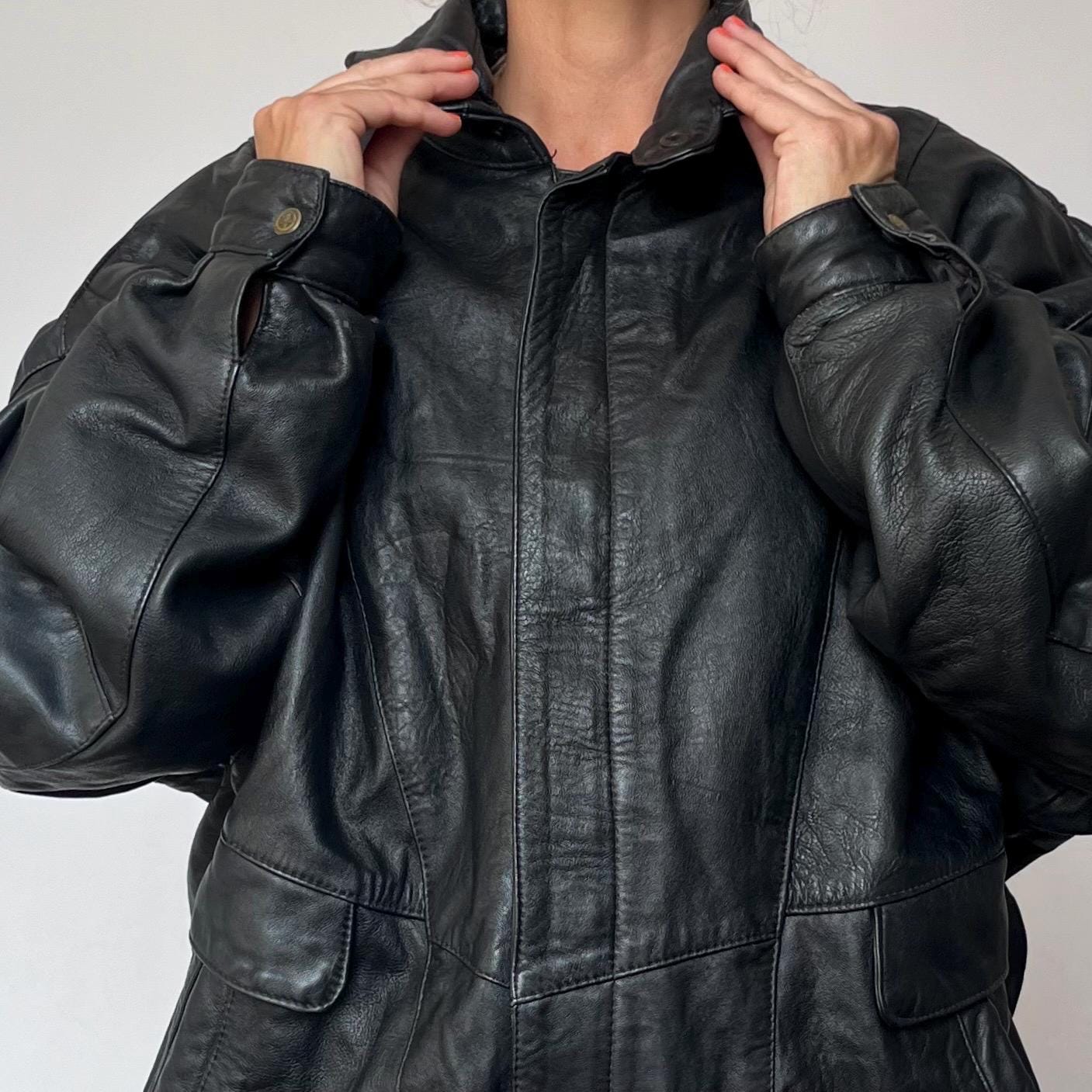 ジャケット・アウター Vintage lether blouson type A-2 black L Vintage 70s 80s Eddie Bauer Leather A-2 Bomber Jacket Mens