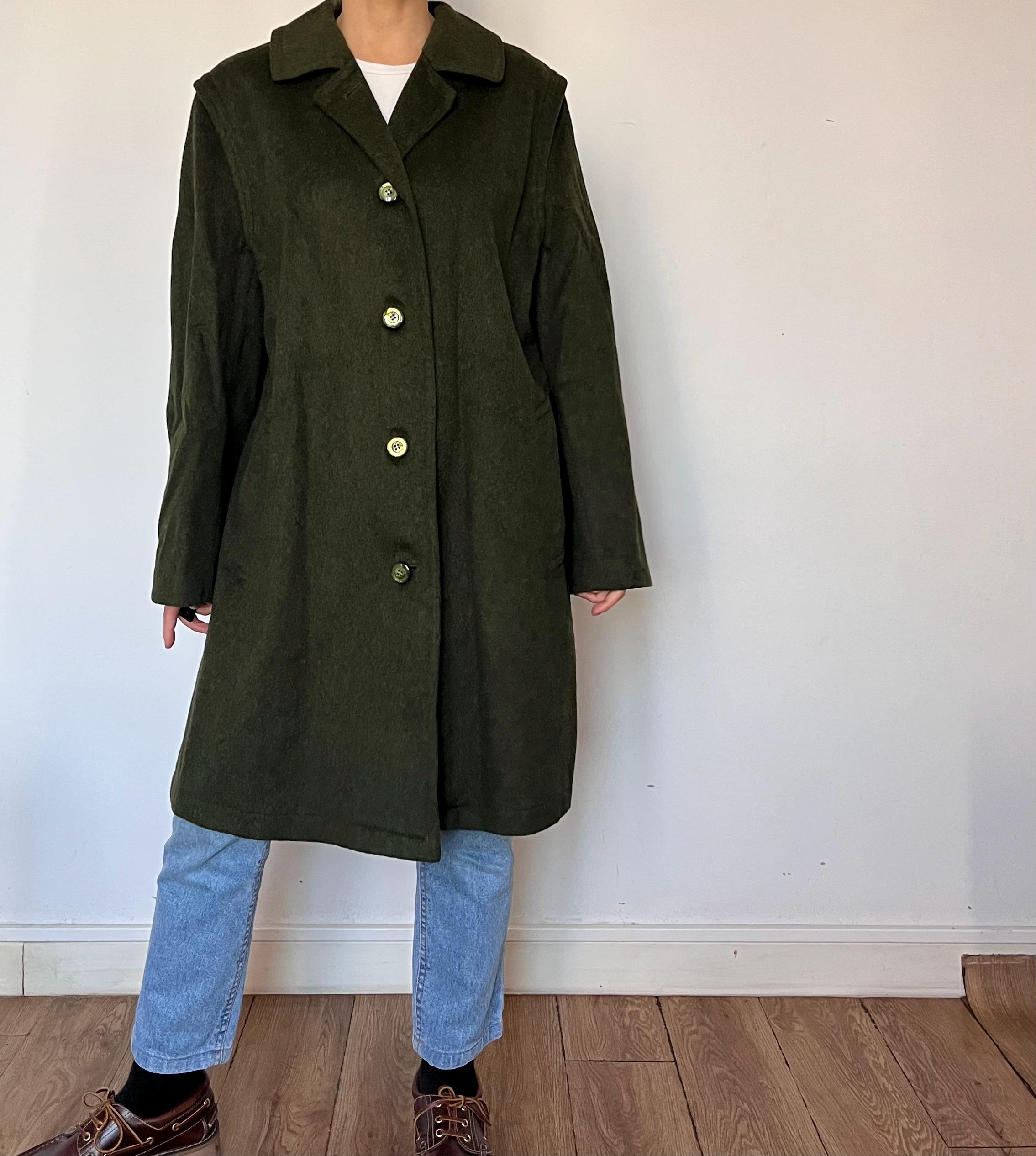 Vintage Tiroler Loden Wool Coat: Salko Austrian Green Cloak, Size