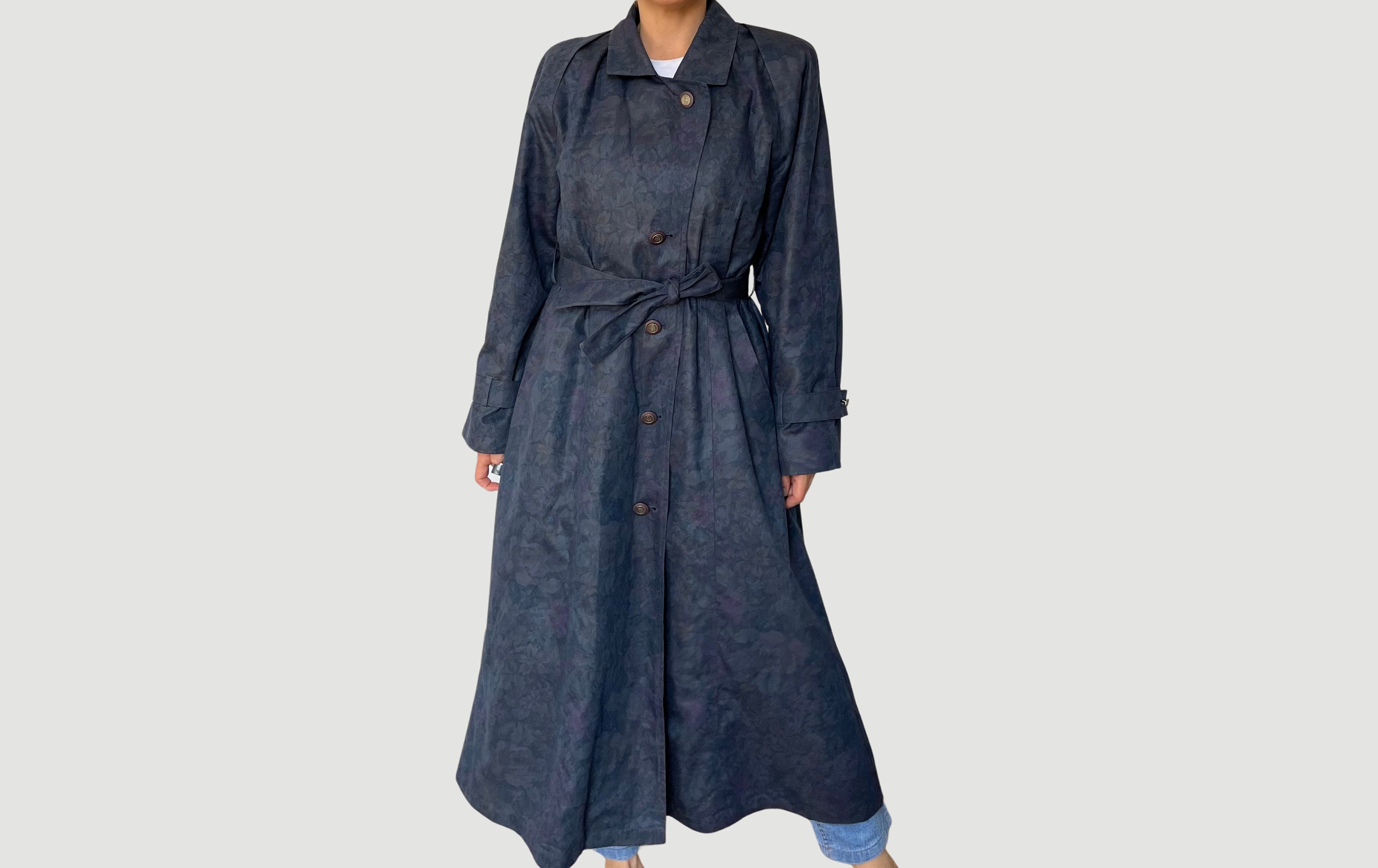 トレンチコート LONDON FOG Beautiful Flower Vintage Coat Vintage London Fog Floral Trench Coat - Removable Lining, Size M