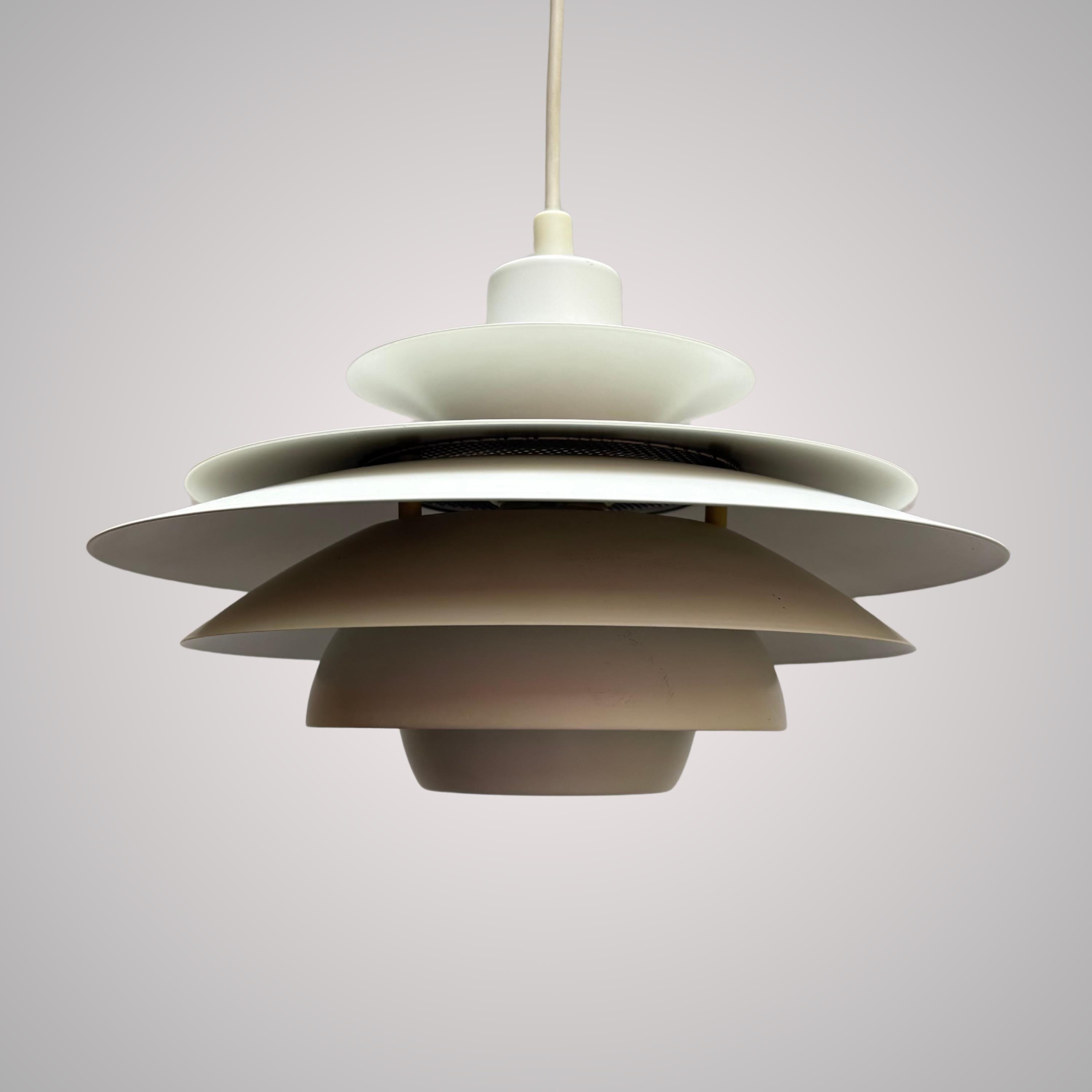 Vintage Jeka Metaltryk White Layered Ceiling Lamp: Danish Mid