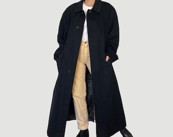Vintage 90s Austrian Wool Long Coat With Hood - Oversized Loden