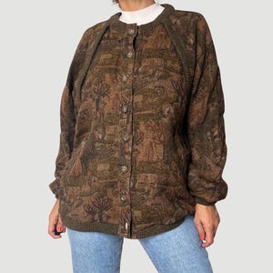 Jaqueta bomber vintage de lã austríaca: Cardigan curto Doris Lenger - Tamanho M/G