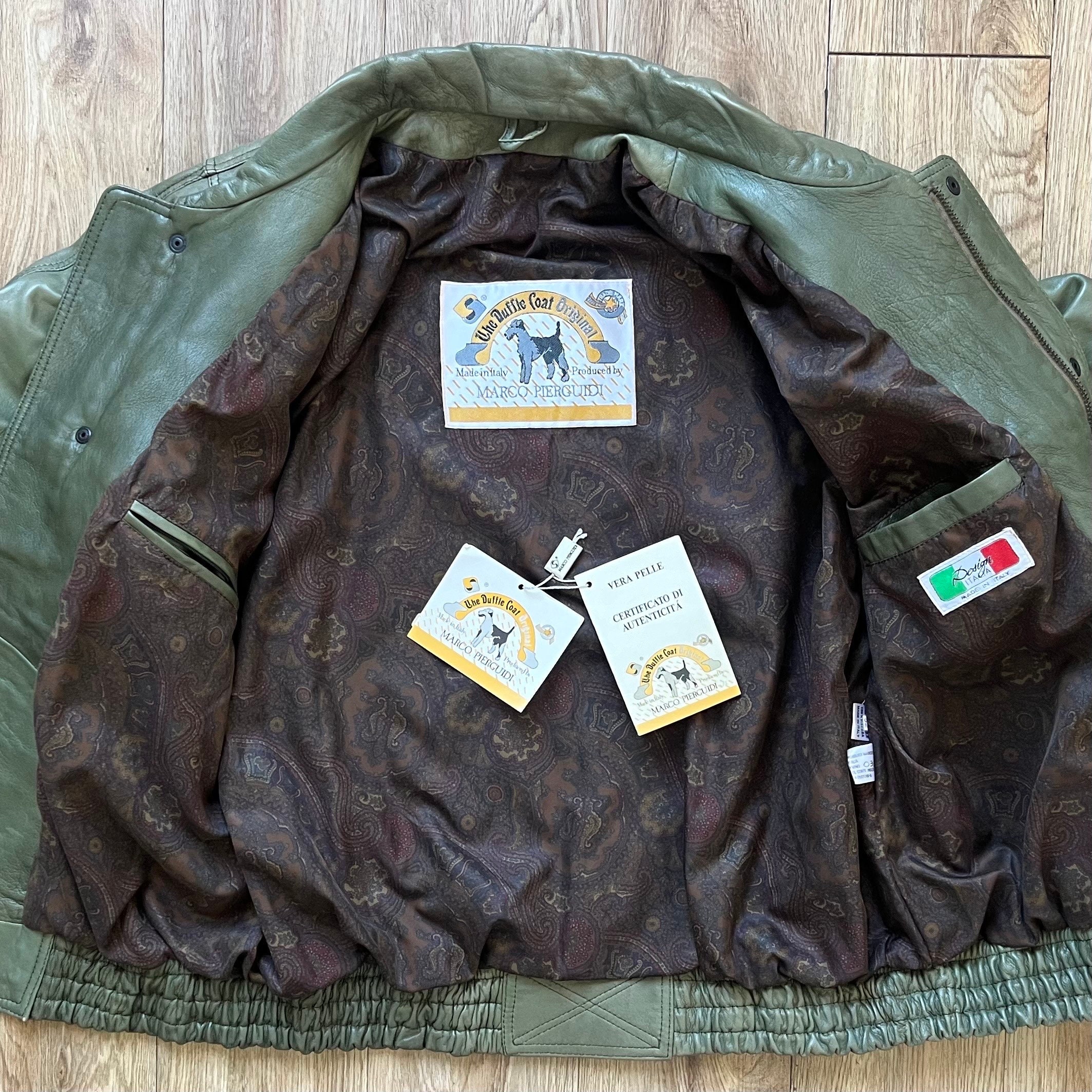Vintage Old Stock Green Leather Bomber Jacket by Marco