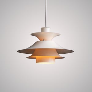 Vintage Lyfa Lyda Ceiling Lamp: Danish Modern Design, 70s Beige Pendel