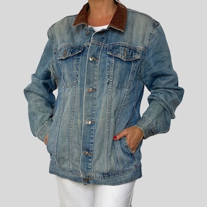Vintage trucker denim jacket by Burton London - Oversized cotton denim jacket - Women&#39;s Blue Jean - Men&#39;s light wash jacket - 1990s