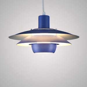 Vintage blue Jeka Viola layered ceiling lamp | Danish Design Pendel - Scandinavian design | Mid century Modern Hanging Lamp | 70s Lamp