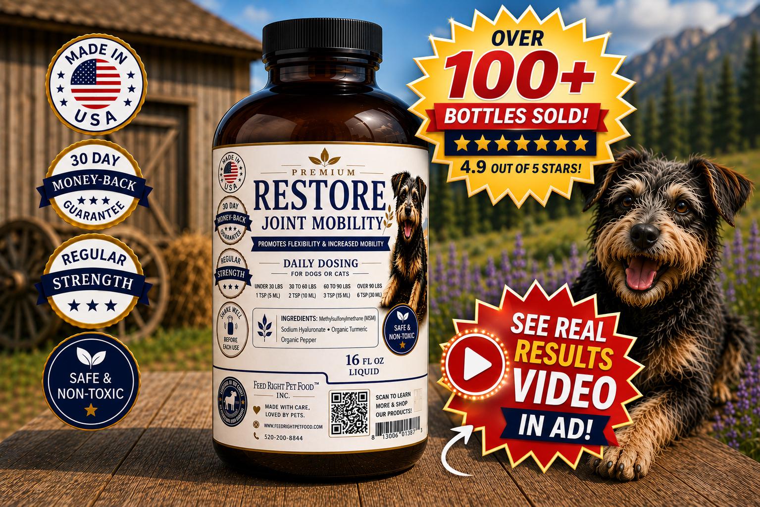 Dog Joint Supplement Liquid | Hip & Joint Support, Mobility Formula (Made in USA)