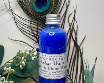 Indigo Water, Peace Water, Cleanse, Call in Blessings, Spiritual Bath & Floor Wash 110ml (Blessed, Crystal Charged, Contains Holy Water)