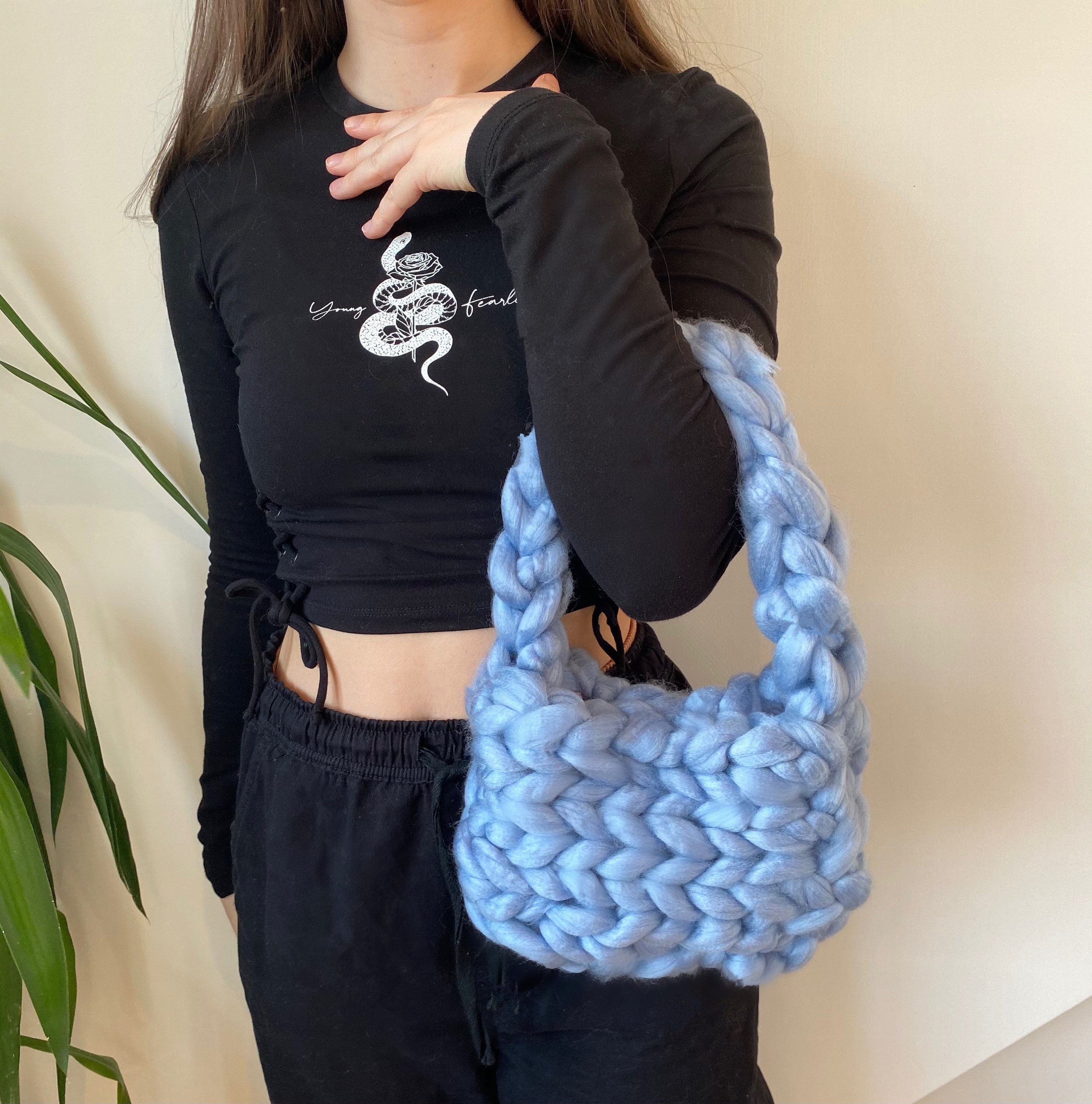 Womens Handbag Chunky Knit Bag Hand Knitted Bag Summer Knit Etsy